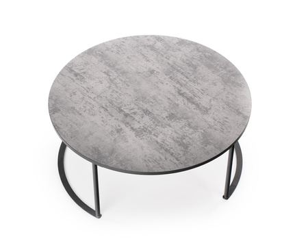 Table basse MAKAO ronde basse – couleur Gris cendré / Noir