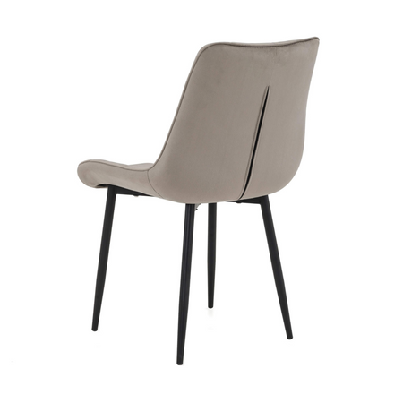 Ensemble de 4 chaises VOX tapissées en velours matelassé - couleur Cappuccino, pieds Noirs
