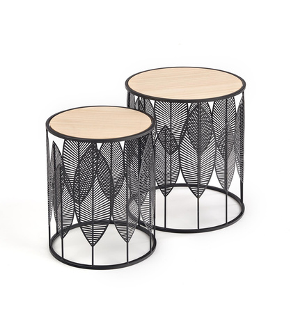 Ensemble de 2 tables basses FLOW – couleur Noir / Naturel