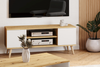 Meuble TV FOCUS 135 cm scandinave, pieds en bois - Chêne Artisan / Blanc