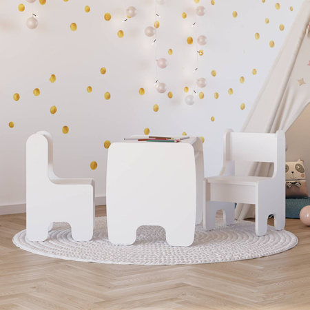 Ensemble d'une table enfant et deux chaises enfant - blanc