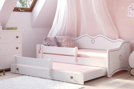 Lit double EMMA II 160x80 - Blanc / Gris