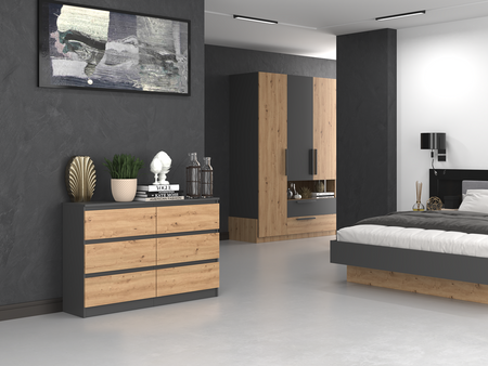 Komoda MALMO M6 120cm Dąb artisan / antracyt