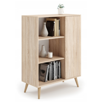 Commode FONDI armoire avec étagère, style scandinave, pieds en bois - Chêne Sonoma