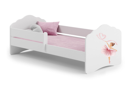 Lit enfant FALA 80x160 avec barrière et graphisme - Ballerine