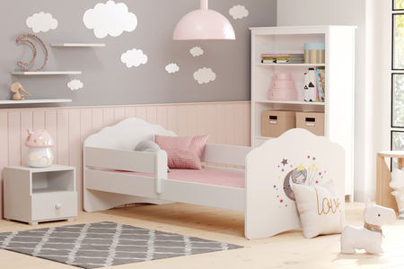 Lit enfant FALA 80x160 avec barrière et graphisme - Princesse Endormie