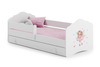 Lit enfant FALA 80x160 avec barrière, tiroir et graphisme - Fillette avec des ailes