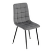 Chaise MIRA capitonnée en velours matelassé - couleur Grise, pieds Noirs