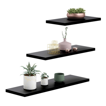 Ensemble de 3 étagères murales flottantes LEWIT - Noir