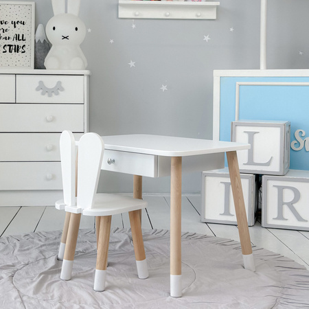 Table enfant avec tiroir et chaise Rabbit - blanc
