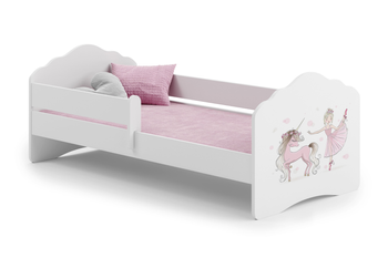 Lit enfant FALA 80x160 avec barrière et graphisme - Fillette avec une licorne