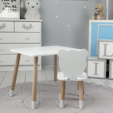 Table et chaise enfant ourson - blanc