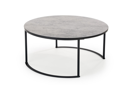 Table basse MAKAO ronde basse – couleur Gris cendré / Noir