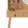 Coiffeuse avec miroir LED, hêtre