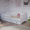 Lit pour enfant EMMA 80x160 avec barrière et tiroir - Blanc / Gris