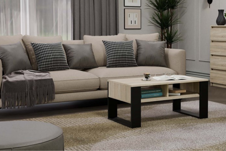 Table basse MODI deux étagères - Chêne Sonoma / Noir