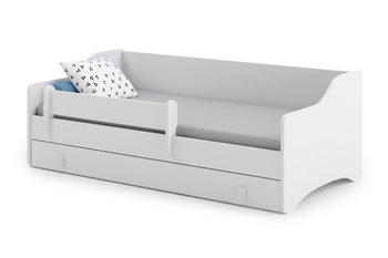 Lit simple ERYK 160x80 - Blanc, poignées blanches