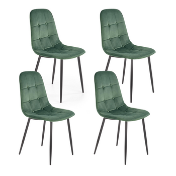 Ensemble de 4 chaises rembourrées en velours – couleur Vert