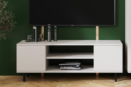 Meuble TV FOCUS 155 cm, pieds en métal noir - Cachemire