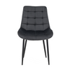 Chaise VOX capitonnée en velours matelassé - couleur Grise, pieds Noirs