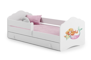 Lit simple FALA 140x70 avec barrière et tiroir - Sirène