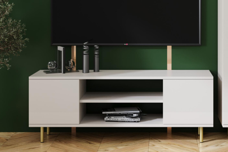 Meuble TV FOCUS 155 cm, pieds en métal doré - Cachemire