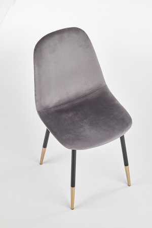 Ensemble de 4 chaises rembourrées en velours – couleur Gris cendré