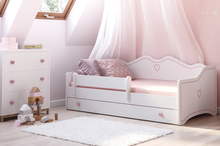 Lit pour enfant EMMA 160x80 - Blanc / Rose