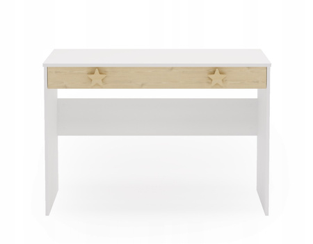 Bureau PUFFI scolaire pour ordinateur portable avec tiroir - Blanc / Érable