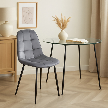 Chaise en tissu velvet – couleur Gris cendré