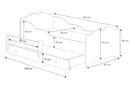 Lit gigogne ANNA II 160x80 - Chat