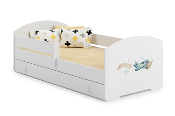 Lit simple LUK 160x80 avec barrière et tiroir - Avion