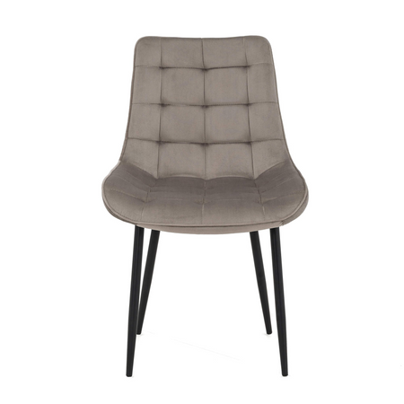 Ensemble de 4 chaises VOX tapissées en velours matelassé - couleur Cappuccino, pieds Noirs