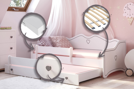Lit double EMMA II 160x80 - Blanc / Gris