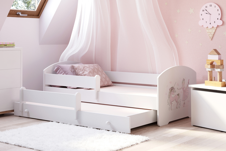 Lit enfant double gigogne LUK II 80x160 - Fillette avec une licorne