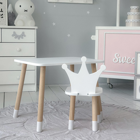 Table et chaise Crown pour enfants - blanc