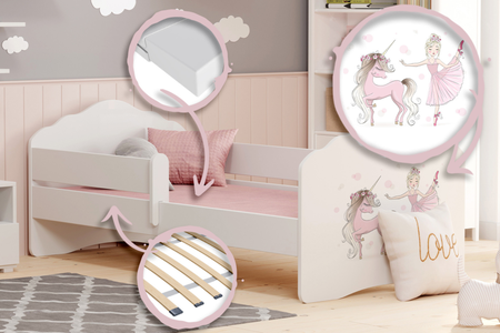 Lit simple FALA 160x80 avec barrière - La fille à la licorne