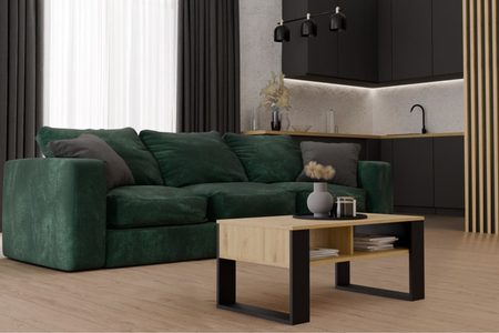 Table basse MODI deux étagères - Chêne Artisan / Noir