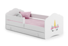 Lit enfant FALA 70x140 avec barrière, tiroir et graphisme - Licorne