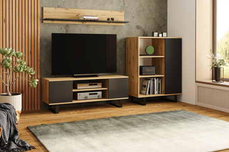 Étagère murale suspendue SHELF 100 cm - Chêne Artisan / Noir