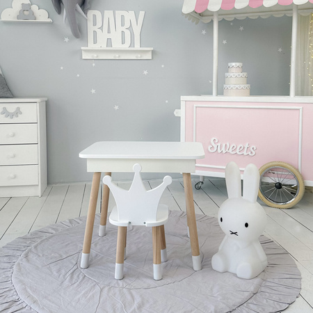 Table et chaise pour enfants. Table avec rangement pour crayons et livres de coloriage - couleur blanche
