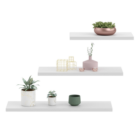 Ensemble de 3 étagères murales flottantes LEWIT - Blanc