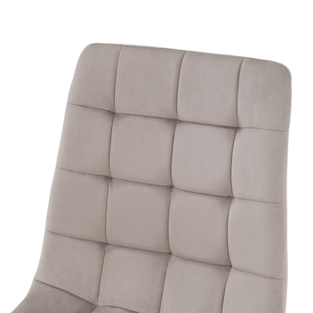 Chaise MIRA capitonnée en velours matelassé - couleur Beige, pieds Noirs