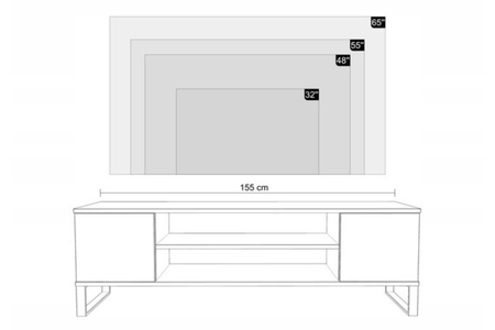 Meuble TV FOCUS 155 cm style loft, pieds en métal - Chêne Craft / Noir