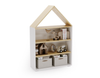 Étagère Cabane PUFFI avec étagères pour livres et jouets - Blanc / Érable