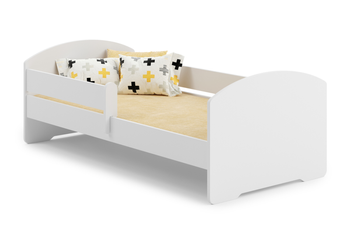 Lit enfant LUK 80x160 avec barrière et matelas - Blanc