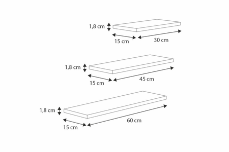 Ensemble de 3 étagères murales flottantes LEWIT - Gris
