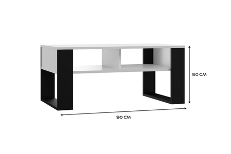Table basse MODI deux étagères - Blanc / Noir