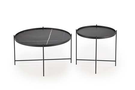 Ensemble de 2 tables JULITA – couleur Marbre Noir / Noir