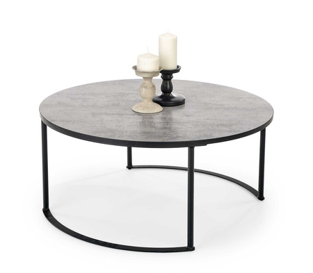 Table basse MAKAO ronde basse – couleur Gris cendré / Noir